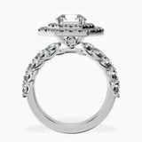 14kt White Gold Crowned Cresta Double Halo Lab Diamond Ring side right image one