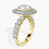 14kt Yellow Gold Crowned Cresta Double Halo Lab Diamond Ring standing product image one