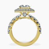 18kt Yellow Gold Crowned Cresta Double Halo Lab Diamond Ring side right image one