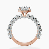 18kt Rose Gold Enchanté Side Stones Halo Lab Diamond Ring side right image one