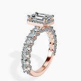 14ct Rose Gold Enchanté Side Stones Halo Lab Diamond Ring standing product image one