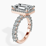 18kt Rose Gold Enchanté Side Stones Halo Lab Diamond Ring standing product image one