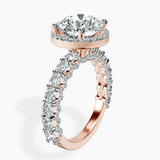 14kt Rose Gold Enchanté Side Stones Halo Lab Diamond Ring standing product image one