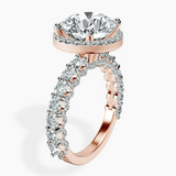 14kt Rose Gold Enchanté Side Stones Halo Lab Diamond Ring standing product image one