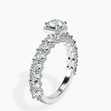 Platinum Enchanté Side Stones Halo Lab Diamond Ring standing product image one