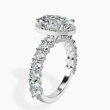 14kt White Gold Enchanté Side Stones Halo Lab Diamond Ring standing product image one