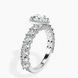 14kt White Gold Enchanté Side Stones Halo Lab Diamond Ring standing product image one