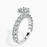 Platinum Enchanté Side Stones Halo Lab Diamond Ring standing product image one