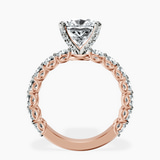 18kt Rose Gold Genelia Side Stone Lab Diamond Ring side right image one