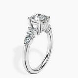 Platinum Josephine Four Prong Side Stone Lab Diamond Ring standing product image one