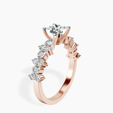 14kt Rose Gold Dorothea Side Stone Lab Diamond Ring standing product image one