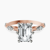 10kt Rose Gold Theodora Six Prong Side Stone Lab Diamond Ring front image