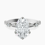 14ct White Gold Theodora Six Prong Side Stone Lab Diamond Ring front image