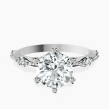 18kt White Gold Theodora Six Prong Side Stone Lab Diamond Ring front image