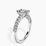 10kt White Gold Lottie Four Claw Side Stone Lab Diamond Ring standing product image one