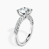 10kt White Gold Lottie Four Claw Side Stone Lab Diamond Ring standing product image one