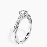 10kt White Gold Lottie Four Claw Side Stone Lab Diamond Ring standing product image one