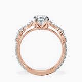 14kt Rose Gold Chrizan Round & Pear Side Stone Lab Diamond Ring side right image one