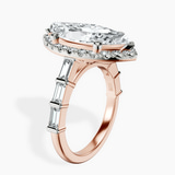 14kt Rose Gold Rachel Halo Side Stone Lab Diamond Ring standing product image one