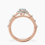 10kt Rose Gold Rachel Halo Side Stone Lab Diamond Ring side right image one
