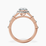 18ct Rose Gold Rachel Halo Side Stone Lab Diamond Ring side right image one