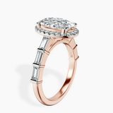 10kt Rose Gold Rachel Halo Side Stone Lab Diamond Ring standing product image one