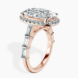 10kt Rose Gold Rachel Halo Side Stone Lab Diamond Ring standing product image one