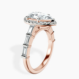 10kt Rose Gold Rachel Halo Side Stone Lab Diamond Ring standing product image one