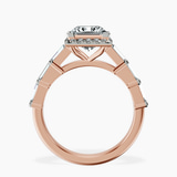 9ct Rose Gold Rachel Halo Side Stone Lab Diamond Ring side right image one