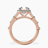 18ct Rose Gold Rachel Halo Side Stone Lab Diamond Ring side right image one