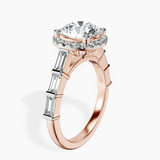 10kt Rose Gold Rachel Halo Side Stone Lab Diamond Ring standing product image one
