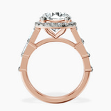 14kt Rose Gold Rachel Halo Side Stone Lab Diamond Ring side right image one