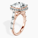 18kt Rose Gold Rachel Halo Side Stone Lab Diamond Ring standing product image one