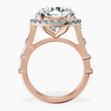 18kt Rose Gold Rachel Halo Side Stone Lab Diamond Ring side right image one