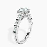 Platinum Rachel Halo Side Stone Lab Diamond Ring standing product image one
