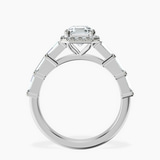 Platinum Rachel Halo Side Stone Lab Diamond Ring side right image one