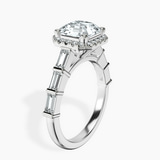 Platinum Rachel Halo Side Stone Lab Diamond Ring standing product image one