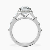 Platinum Rachel Halo Side Stone Lab Diamond Ring side right image one