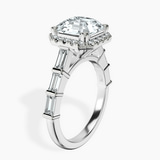 Platinum Rachel Halo Side Stone Lab Diamond Ring standing product image one