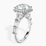 10kt White Gold Rachel Halo Side Stone Lab Diamond Ring standing product image one