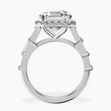 10kt White Gold Rachel Halo Side Stone Lab Diamond Ring side right image one