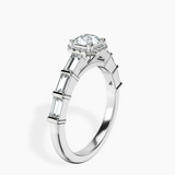 Platinum Rachel Halo Side Stone Lab Diamond Ring standing product image one