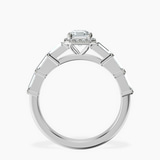 Platinum Rachel Halo Side Stone Lab Diamond Ring side right image one