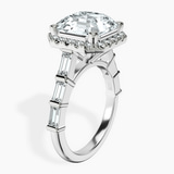 Platinum Rachel Halo Side Stone Lab Diamond Ring standing product image one