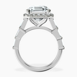 Platinum Rachel Halo Side Stone Lab Diamond Ring side right image one