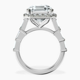 Platinum Rachel Halo Side Stone Lab Diamond Ring side right image one