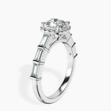 Platinum Rachel Halo Side Stone Lab Diamond Ring standing product image one