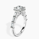14kt White Gold Rachel Halo Side Stone Lab Diamond Ring standing product image one