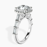 10kt White Gold Rachel Halo Side Stone Lab Diamond Ring standing product image one