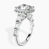 14kt White Gold Rachel Halo Side Stone Lab Diamond Ring standing product image one